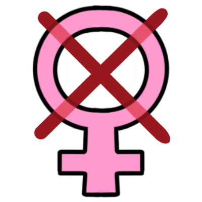 a red x over a pink venus symbol.